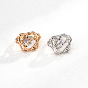 Branch Hollow Pearl Ring Sterling Silver Baroque