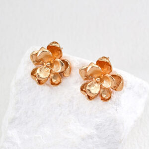 Vintage Golden Floral Studs in Sterling Silver