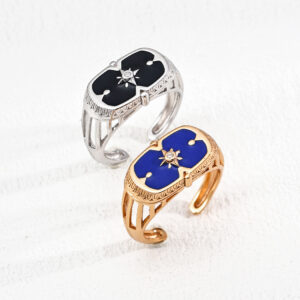 Celestial Enamel Ring Sterling Silver Vintage Style