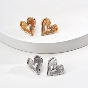 Sunburst Heart Studs in Sterling Silver