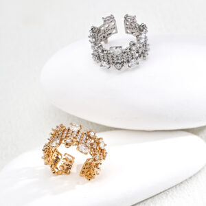 Luxury Zircon Ring Adjustable Sterling Silver Cocktail Design