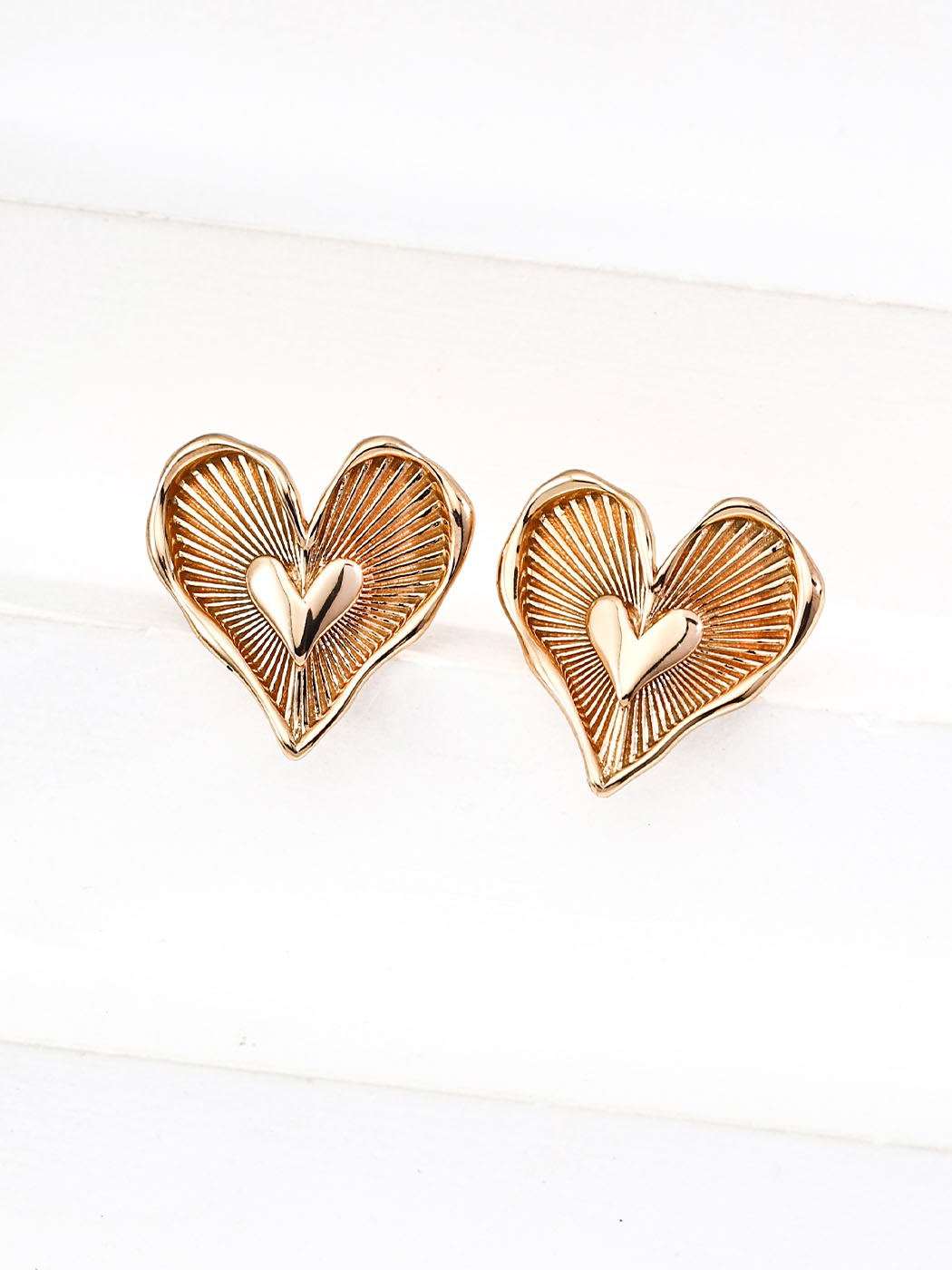 Sunburst Heart Studs in Sterling Silver - Image 4