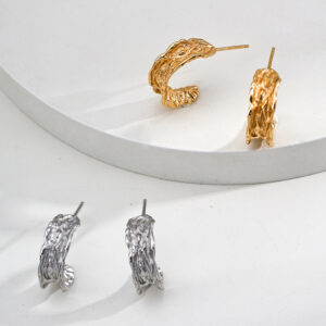 Elemental Crest Hoops in Sterling Silver