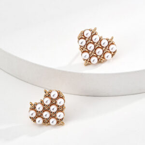 Golden Starlit Love Studs Sterling Silver Pearl Earrings