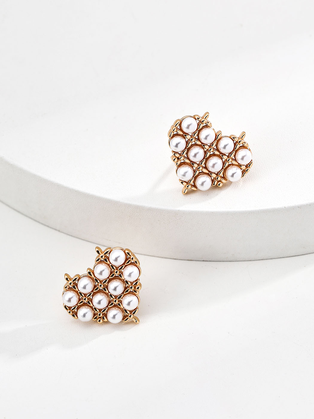 Golden Starlit Love Studs Sterling Silver Pearl Earrings