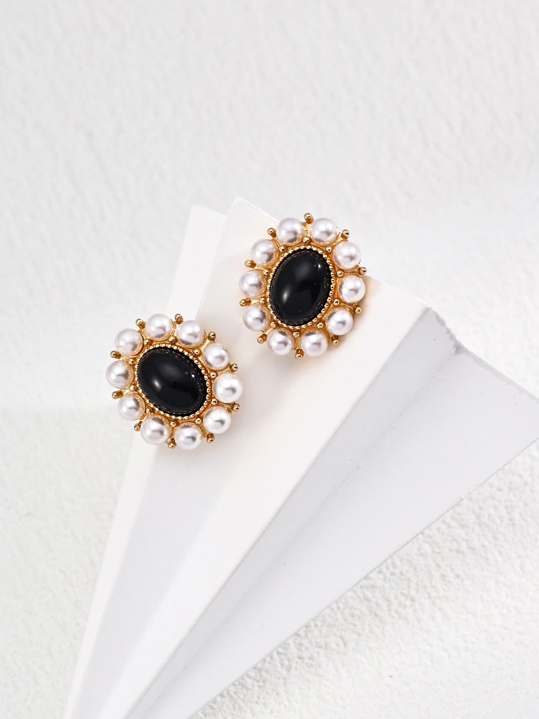Onyx Pearl Earrings – S925 Sterling Silver Vintage Gold - Image 4
