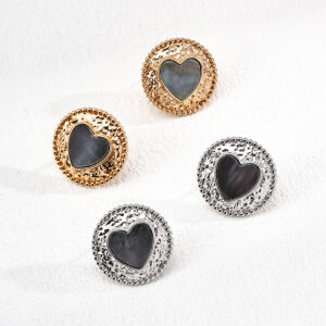 Aegis Heart Studs with Colorful Shell in Sterling Silver