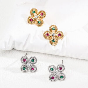 Byzantine Cross CZ Studs Sterling Silver
