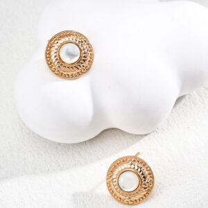 Mother of Pearl Medallion Studs in Sterling Silver