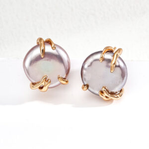 Molten Embrace Pearl Studs in Sterling Silver