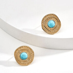 Solar Talisman Studs with Turquoise in Sterling Silver