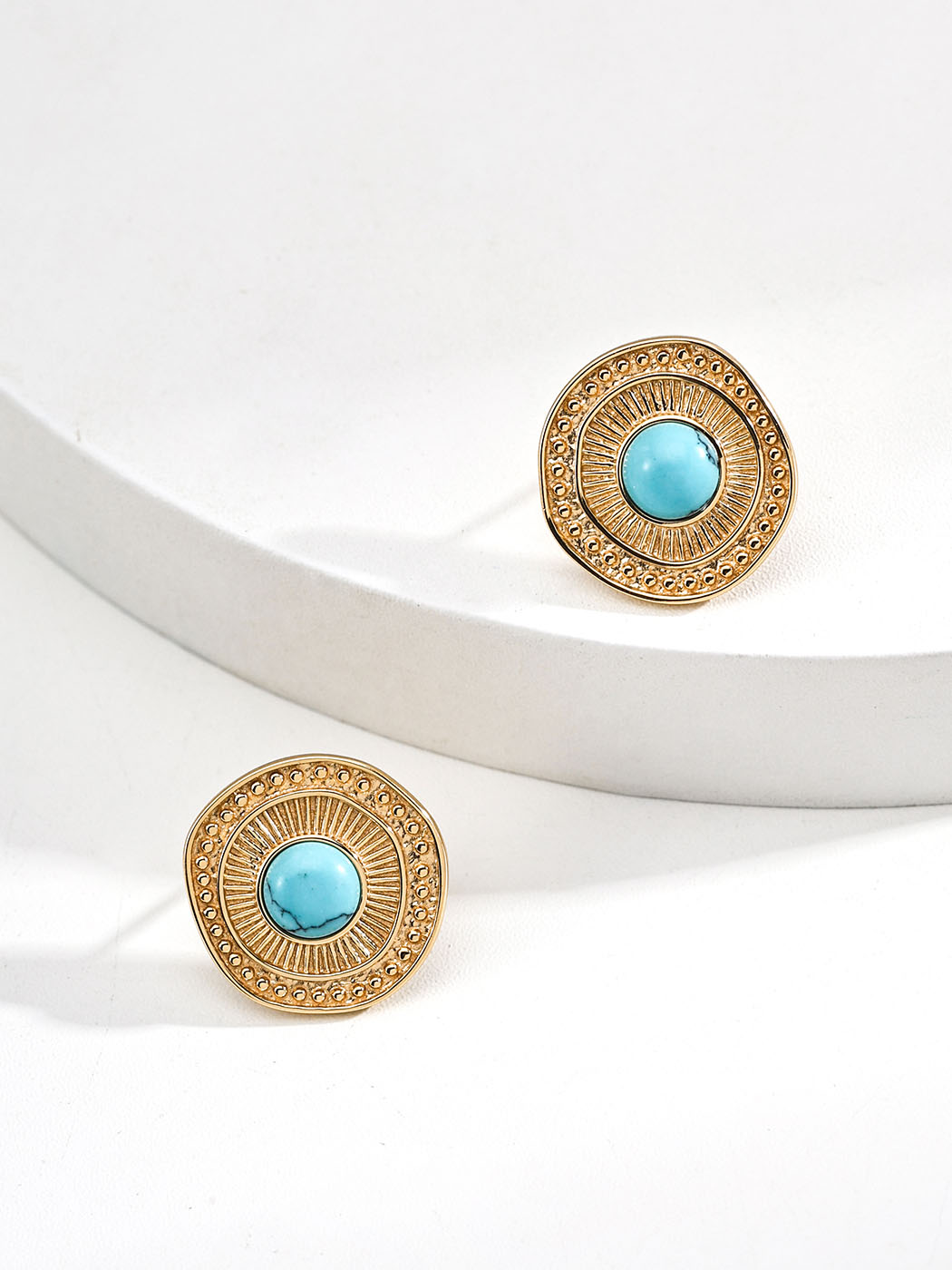Solar Talisman Studs with Turquoise in Sterling Silver