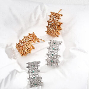 Lace Filigree CZ Studs Sterling Silver