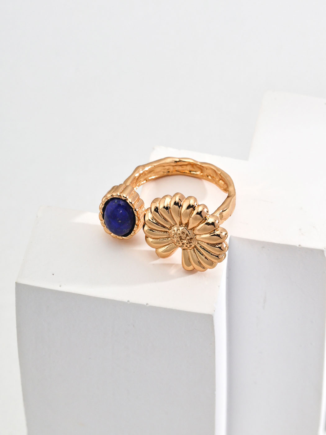 Sunflower Lapis Lazuli Ring in Sterling Silver