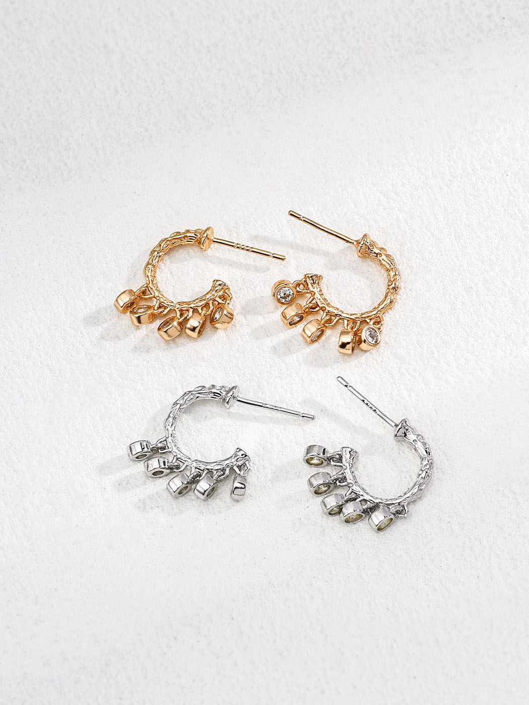 Fragment Relic CZ Hoops in Sterling Silver