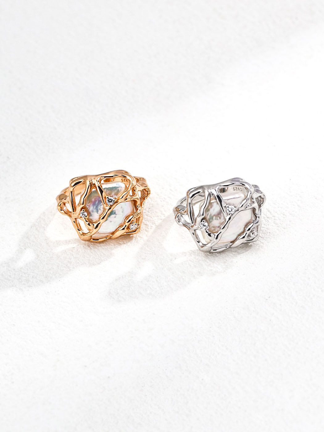 Mystic Current Pearl CZ Studs Sterling Silver Earrings - Image 4