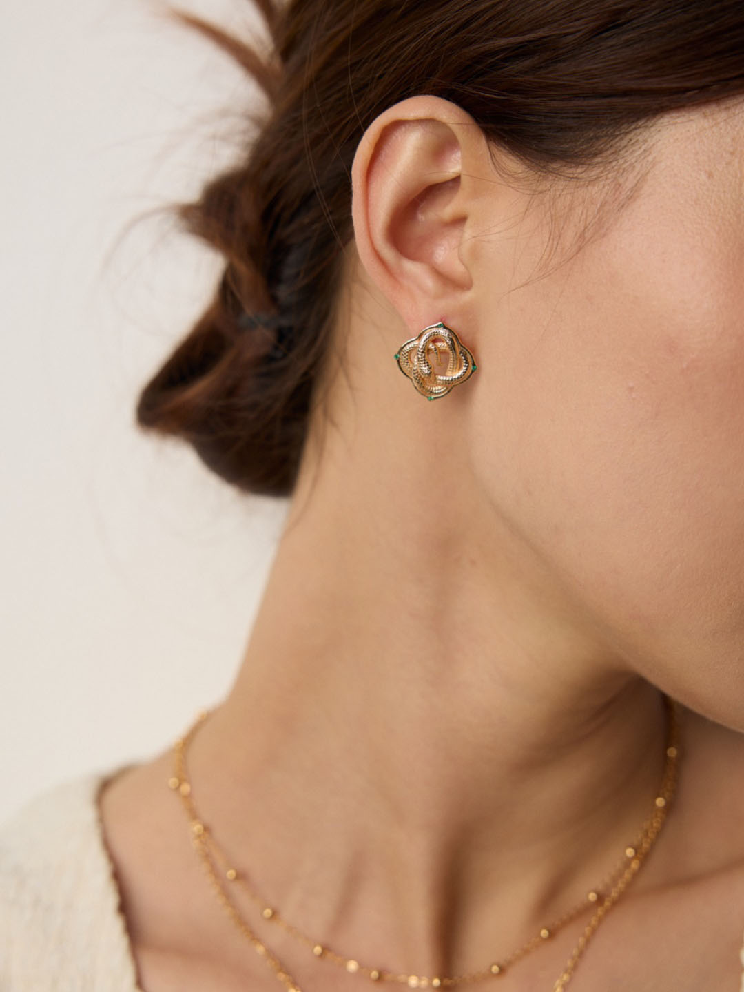 Serpent Knot CZ Studs Sterling Silver - Image 2