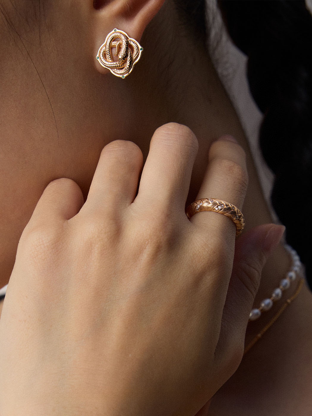 Serpent Knot CZ Studs Sterling Silver - Image 3