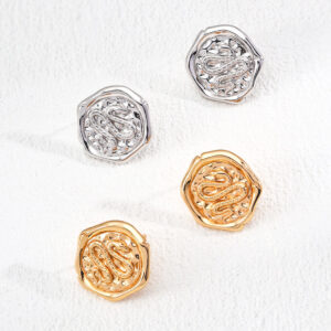 Snake Emblem Studs in Sterling Silver