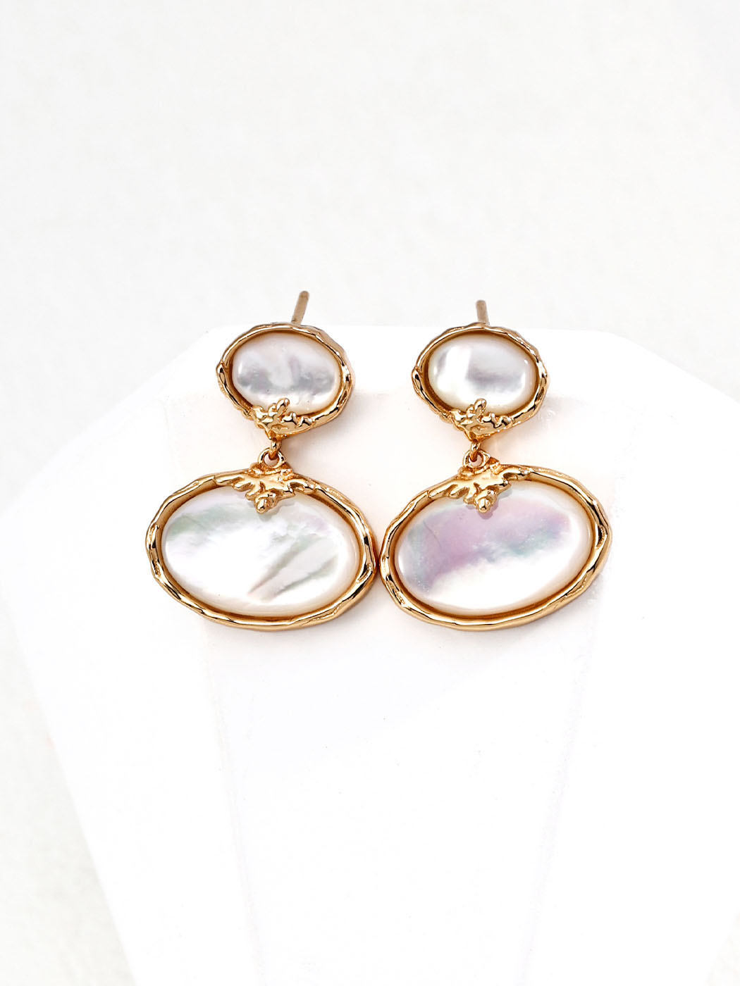 Layered Mother of Pearl Earrings in Sterling Silver - Image 2