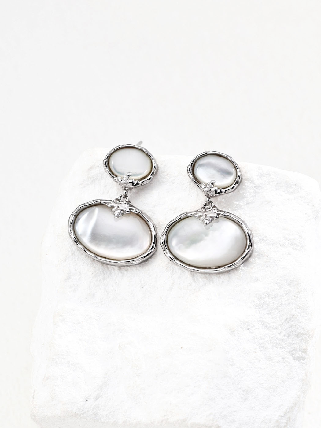 Layered Mother of Pearl Earrings in Sterling Silver - Image 3