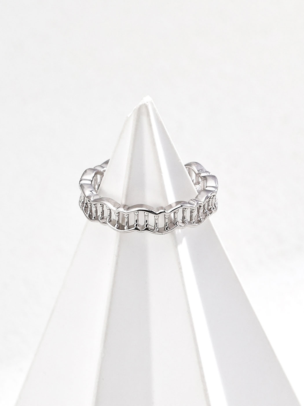 Grid Sterling Silver Ring Minimalist Openwork Design - Image 3