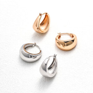 Minimalist Chunky Dome Hoops in Sterling Silver