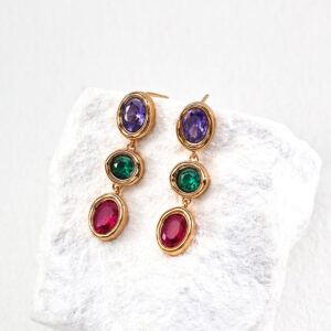 Jewel Ladder CZ Earrings Sterling Silver