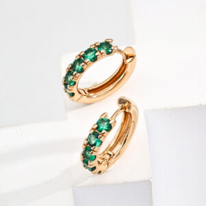 Half Gear CZ Hoops in Sterling Silver