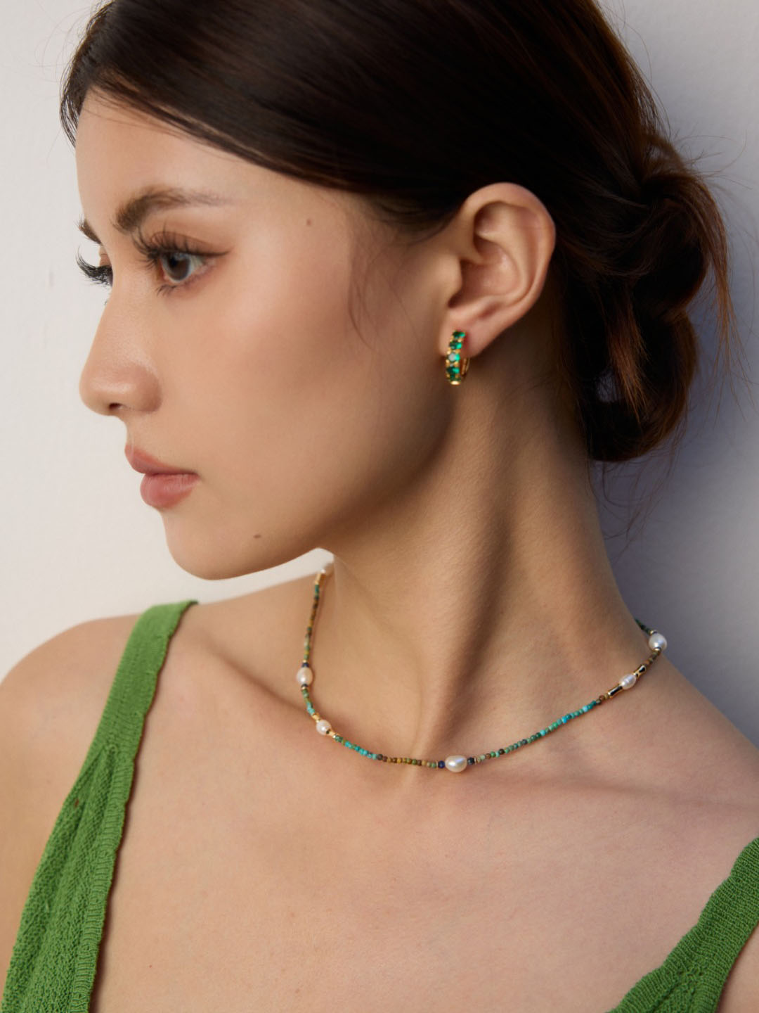 Half Gear CZ Hoops in Sterling Silver - Image 5