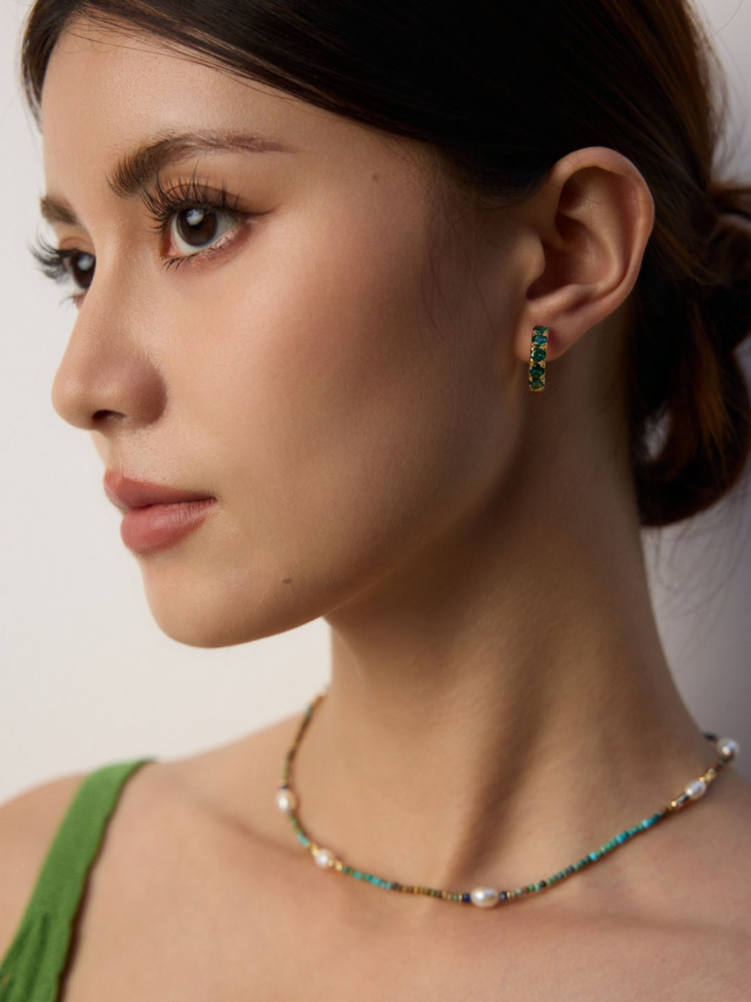 Half Gear CZ Hoops in Sterling Silver - Image 3