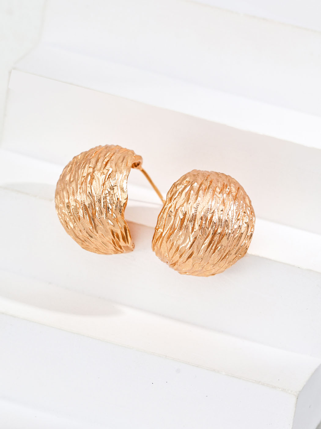 Hand Carved Textured Quarter Studs in Sterling Silver - Image 7