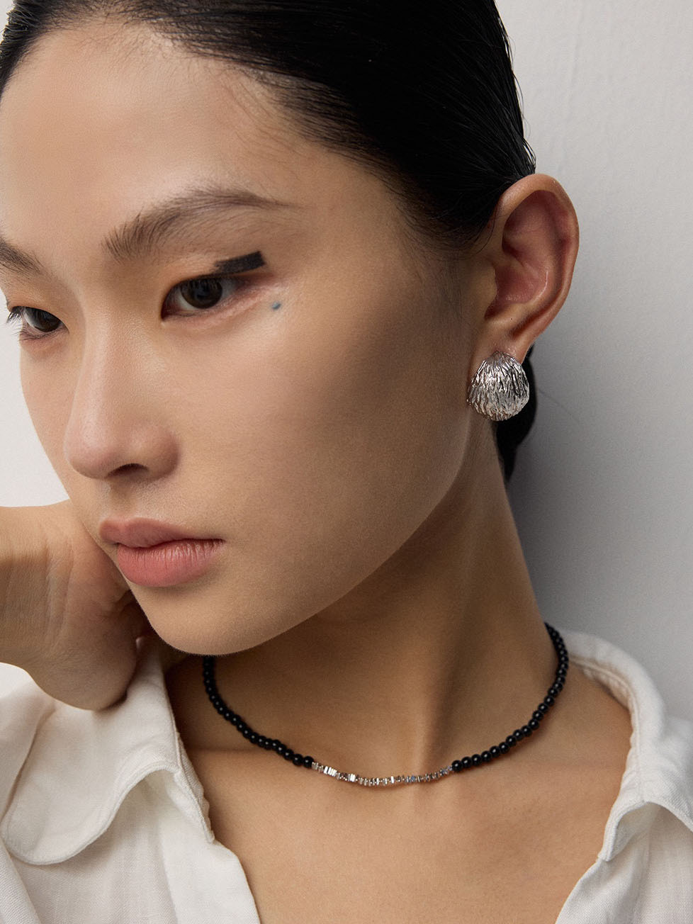 Hand Carved Textured Quarter Studs in Sterling Silver - Image 2