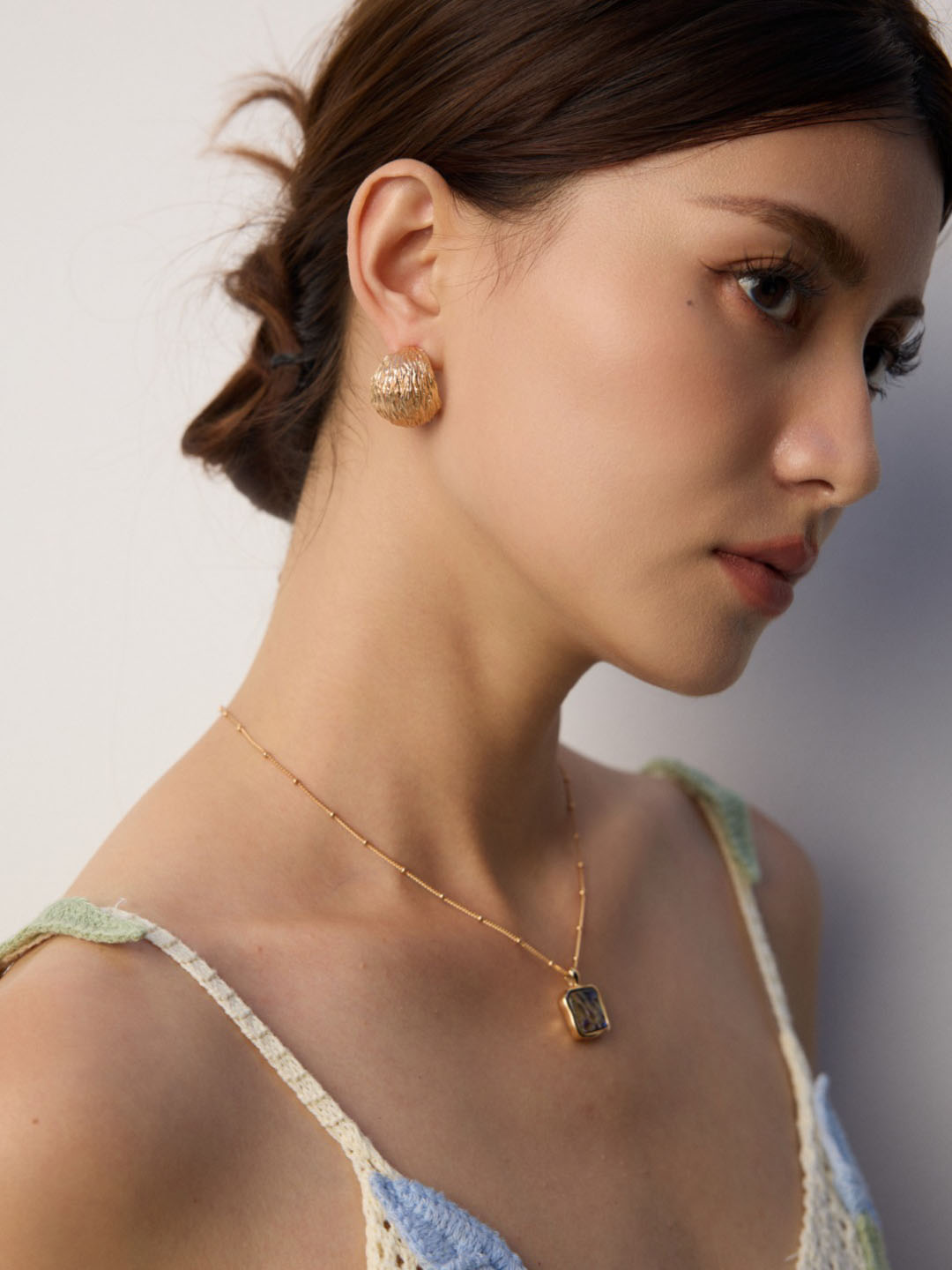 Hand Carved Textured Quarter Studs in Sterling Silver - Image 4