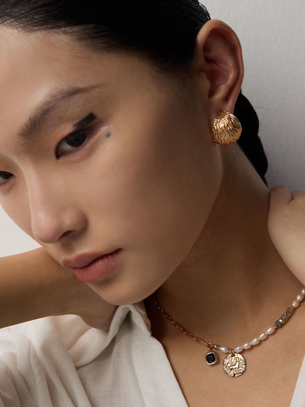 Hand Carved Textured Quarter Studs in Sterling Silver - Image 5