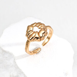 Abstract Petal Ring Vintage Style Sterling Silver Open Band