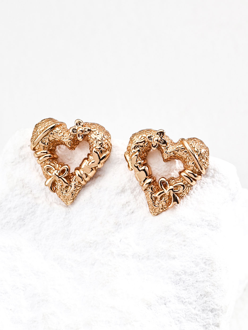 Romantic Heart Studs in Sterling Silver with 18K Gold