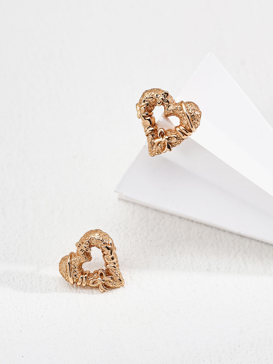 Romantic Heart Studs in Sterling Silver with 18K Gold - Image 3