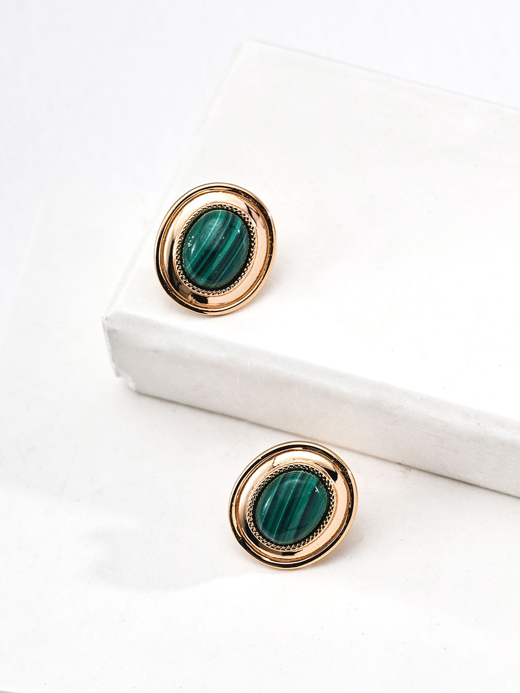 Oval Malachite Aura Studs in Sterling Silver - Image 3