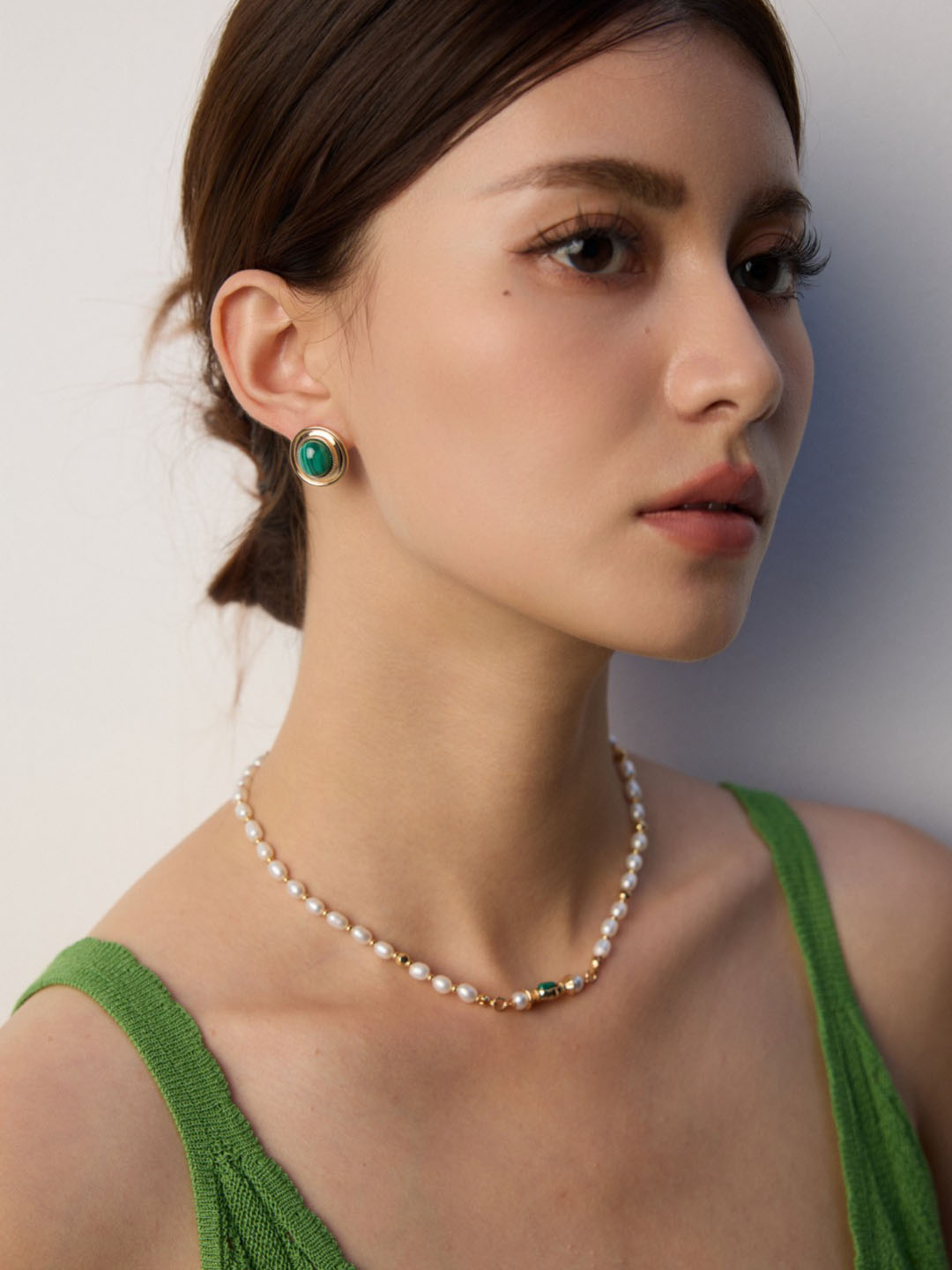 Oval Malachite Aura Studs in Sterling Silver - Image 5