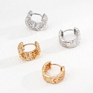 Sculpted Chunky Huggie Hoops Sterling Silver Earrings