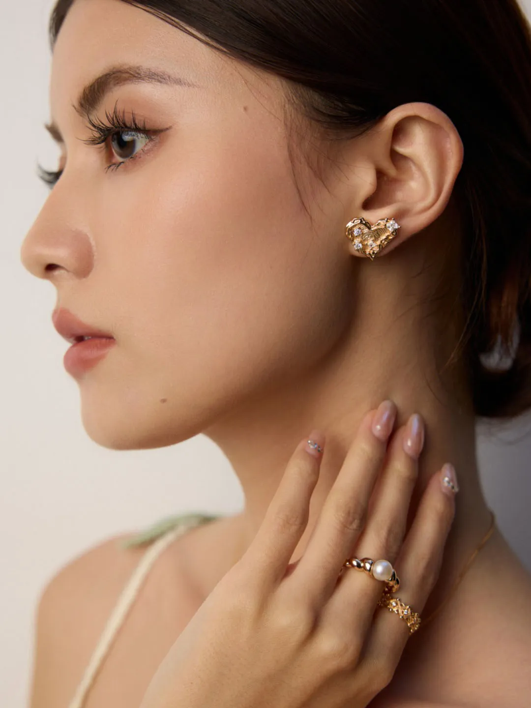 Fingerprint Heart Studs Sterling Silver Earrings - Image 2