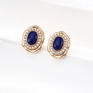 Nebula Lapis CZ Studs Sterling Silver Earrings