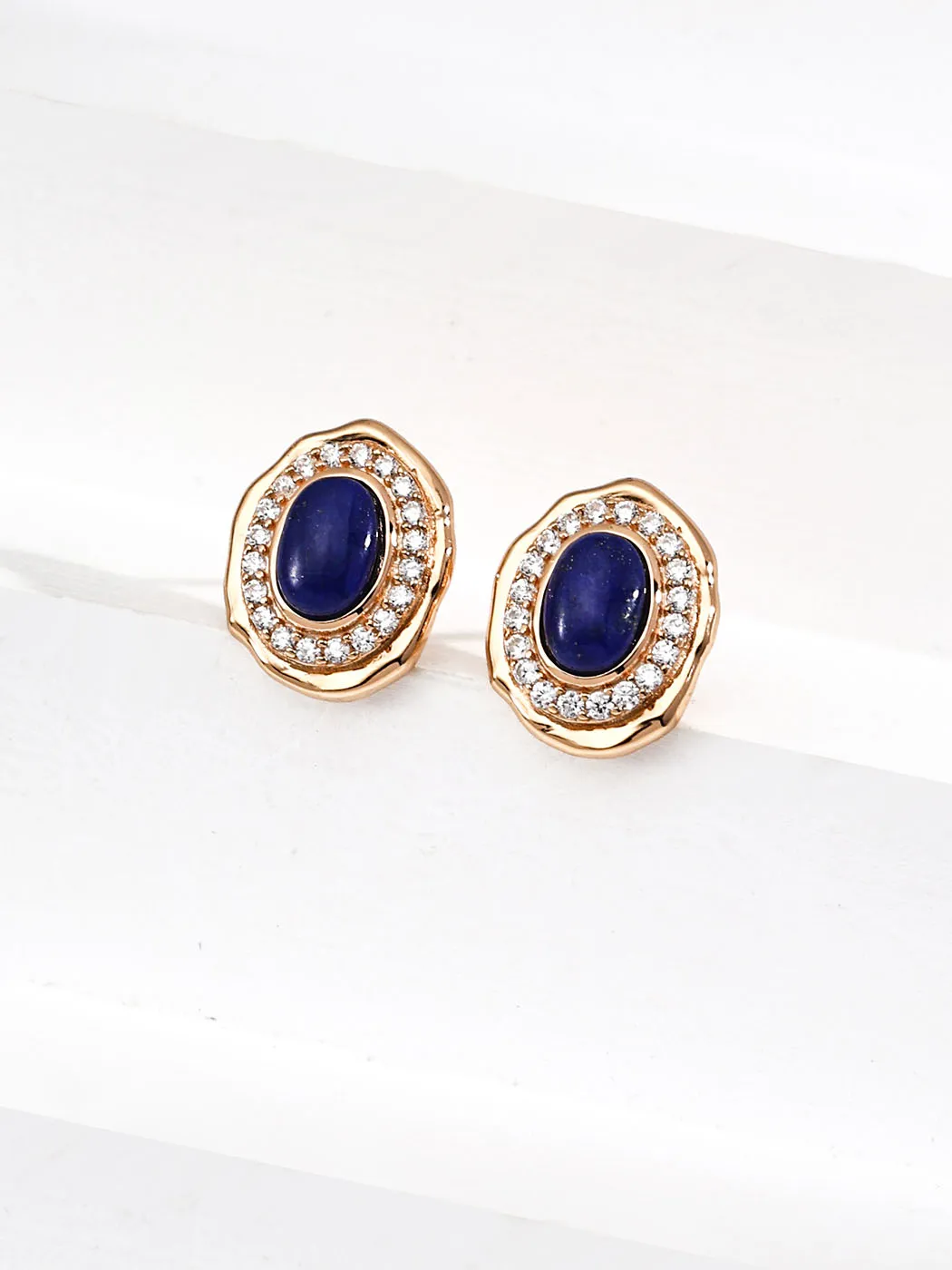 Nebula Lapis CZ Studs Sterling Silver Earrings