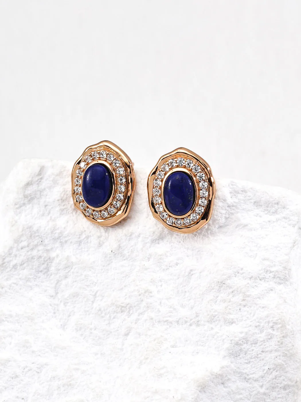 Nebula Lapis CZ Studs Sterling Silver Earrings - Image 3