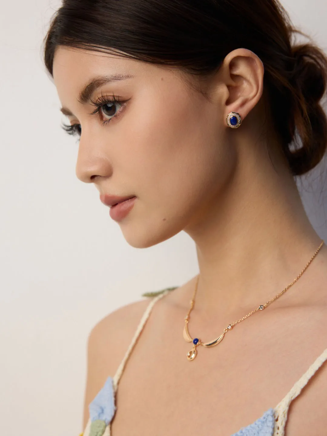 Nebula Lapis CZ Studs Sterling Silver Earrings - Image 2