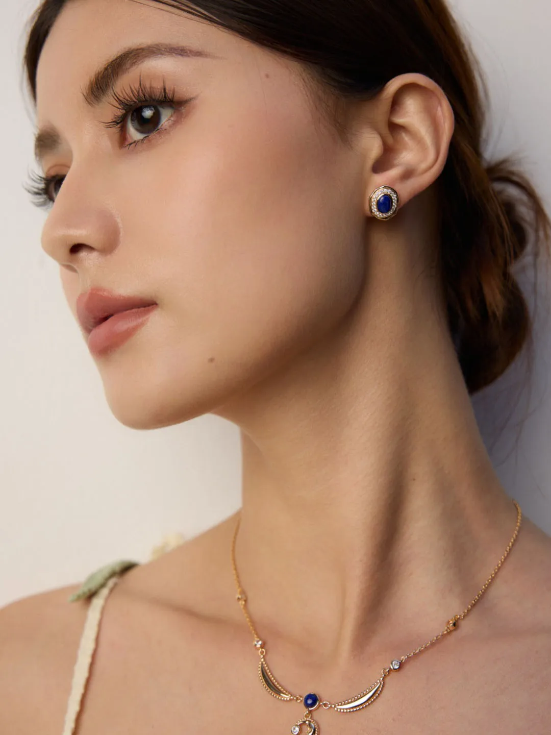 Nebula Lapis CZ Studs Sterling Silver Earrings - Image 4