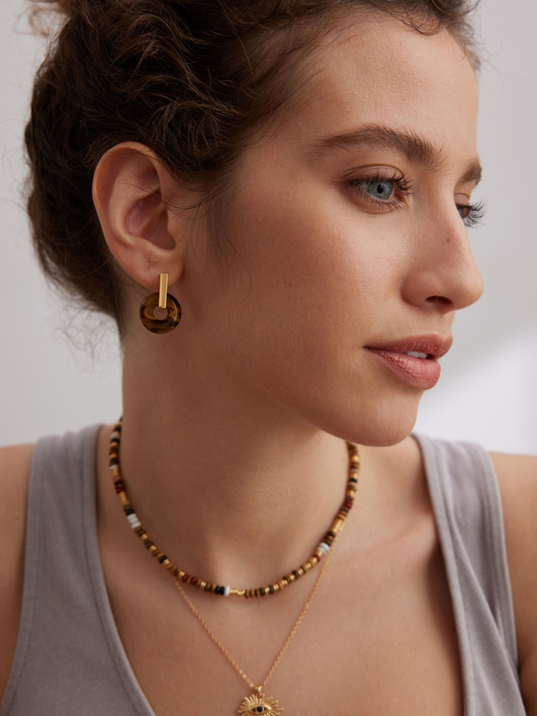 Tiger Eye Clasp Drops Sterling Silver Earrings - Image 5