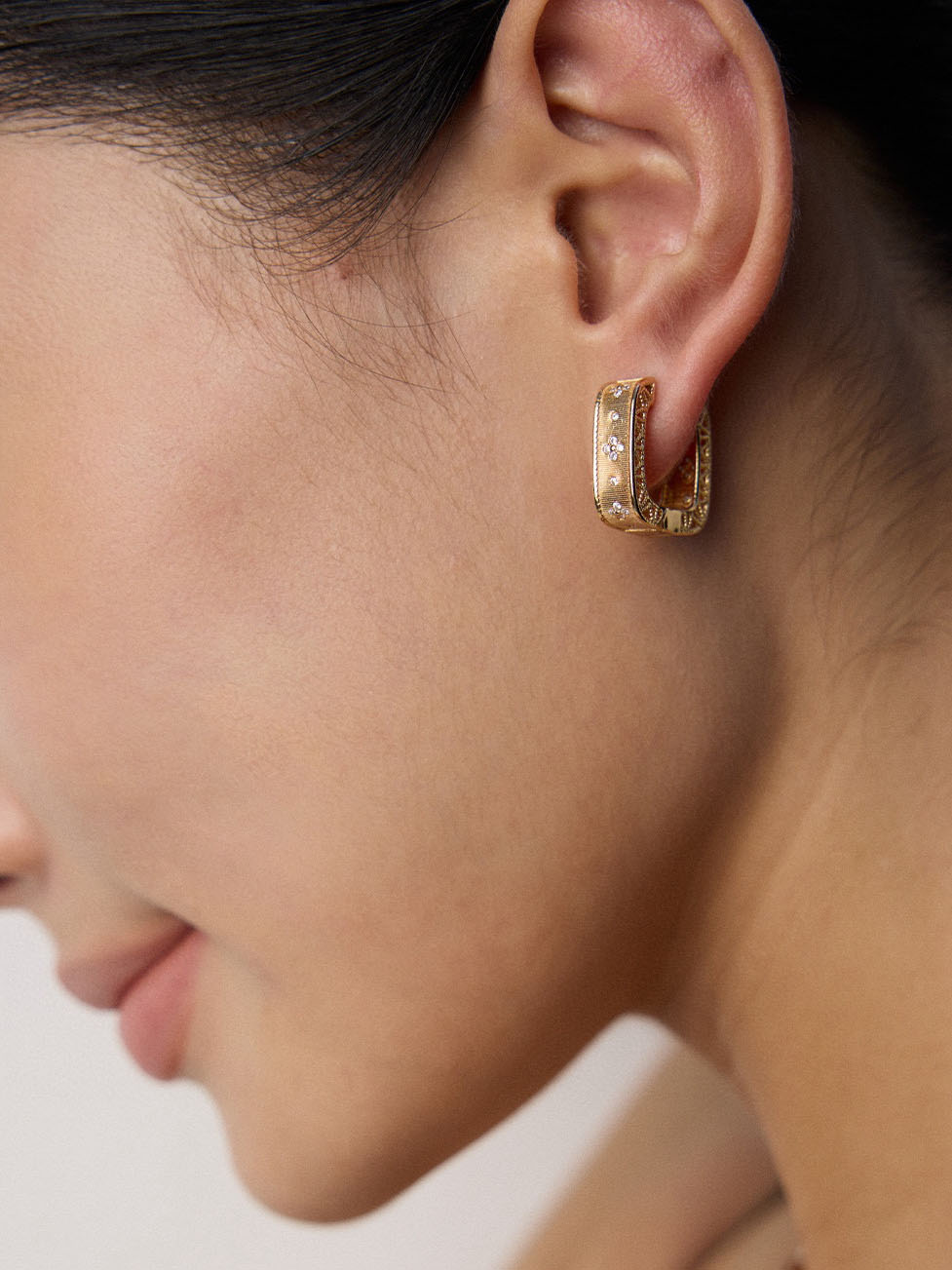 Regal Buckle Huggies Sterling Silver Earrings - Image 2