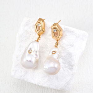 Starlit Drops Baroque Pearl CZ Drops Sterling Silver